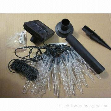 Solar icicle 20 LED string light for garden and holiday use, waterproof